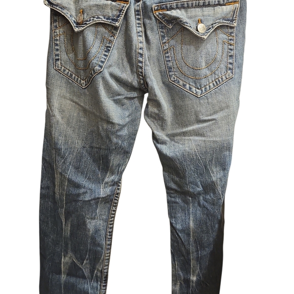 True Religion Men's Distressed Blue Jeans - Picture 4 of 6
